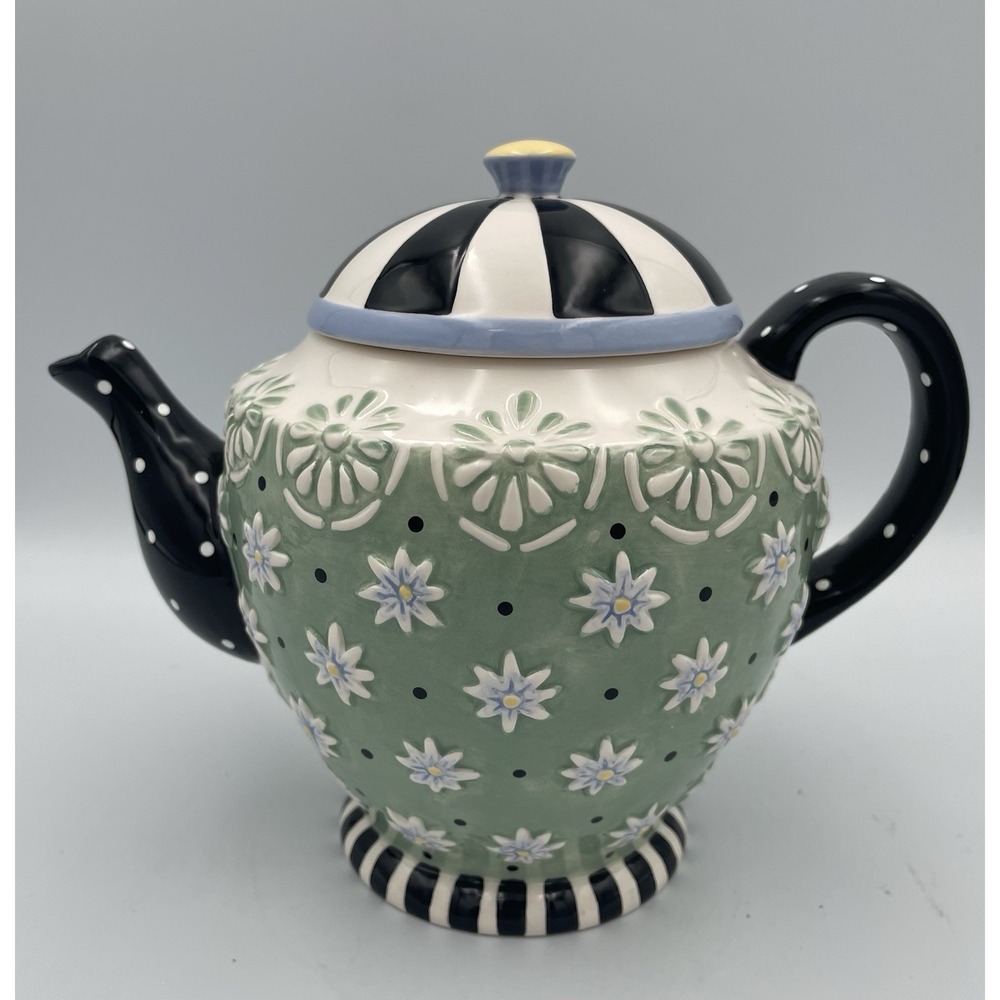 Vtg. Mary Engelbreit ME Ink Teapot "Time For Tea" Daisy Flower 1998 Ceramic
